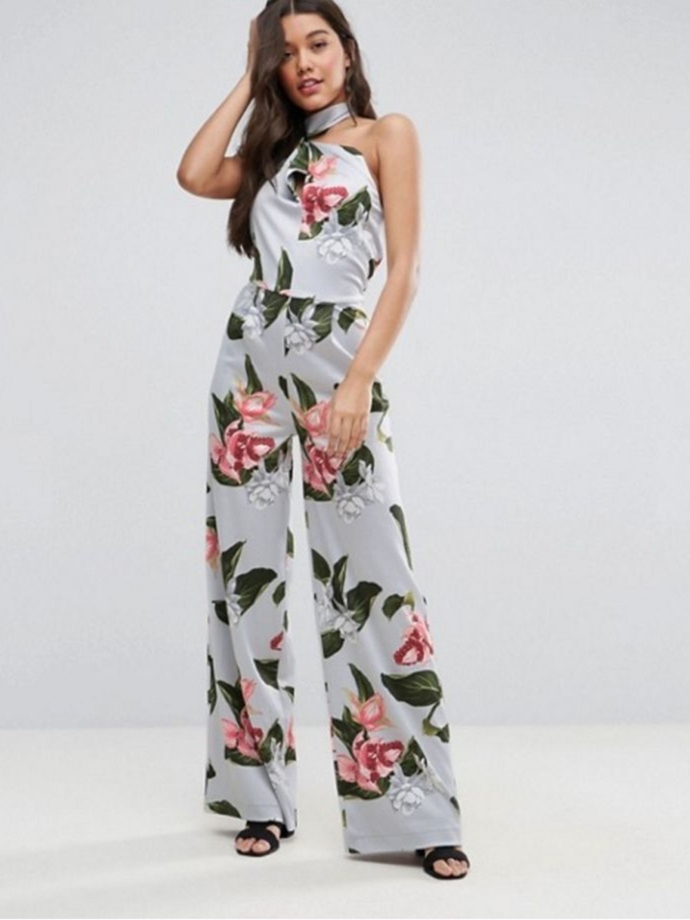 NWT Mango Suit Floral Print High Neck Jumpsuit